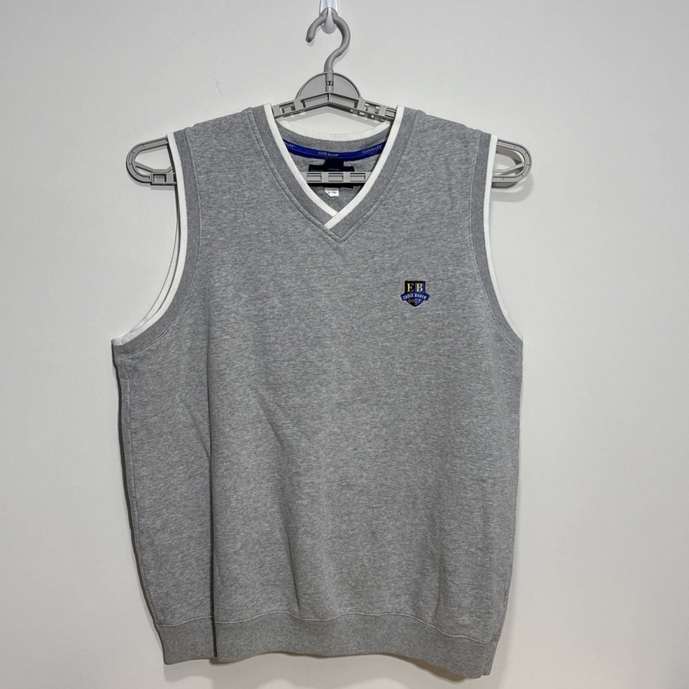 Men's Vintage 90's Eddie Bauer EBTEK Golf‎ Vest Heather Gray Sweatshirt Sz Large